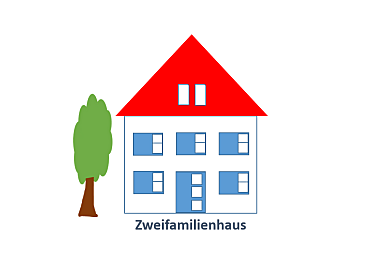 Grafik zeigt ein Zweifamilienhaus