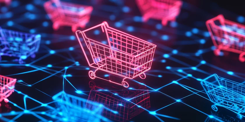 symbolische Einkaufswagen auf einer Platine