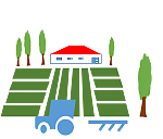 Grafik zeigt Trecker und Felder, Land- und Forstwirtschaft (Symbolgrafik)