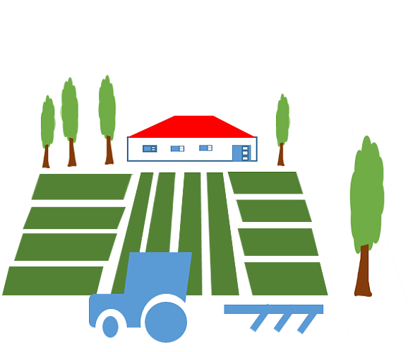 Grafik zeigt Trecker und Felder, Land- und Forstwirtschaft (Symbolgrafik)