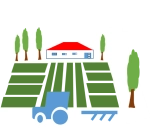 Grafik zeigt Trecker und Felder, Land- und Forstwirtschaft (Symbolgrafik)