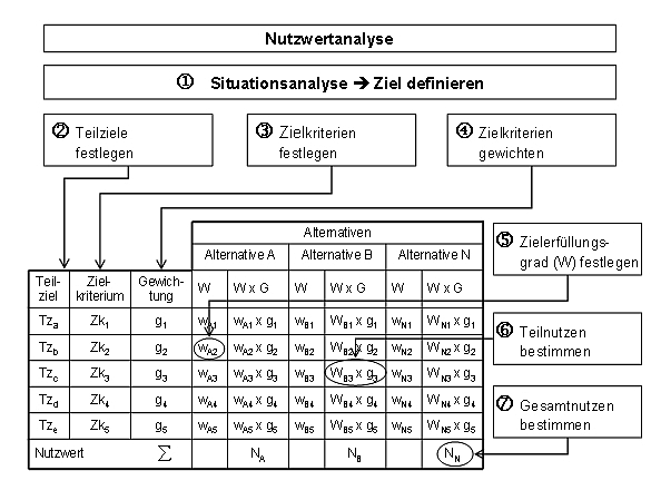 Grafische Darstellung der Nutzwertanalyse