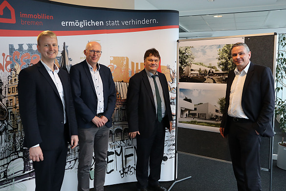 Vertrag für den Kaisen-Campus unterzeichnet: Tim Heinemann, Günter Klänelschen, Dietmar Strehl, Henning Thies