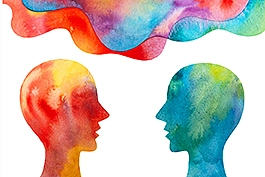 Illustration von zwei menschlichen Köpfen, die sich anschauen