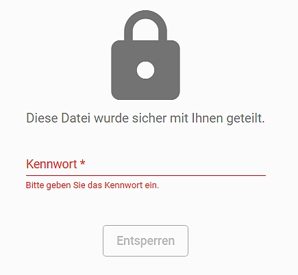 Screenshot des Eingabefelds für ein Kennwort