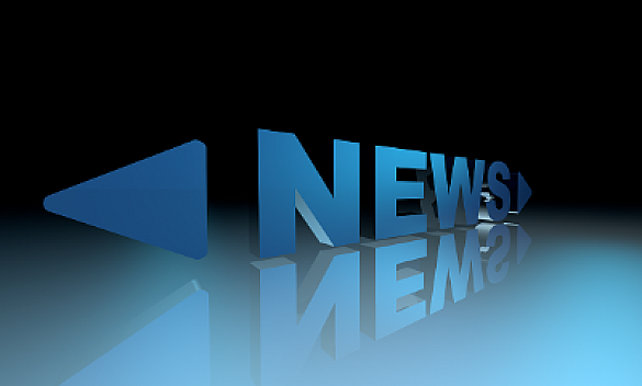 Das Wort News auf blauem Grund